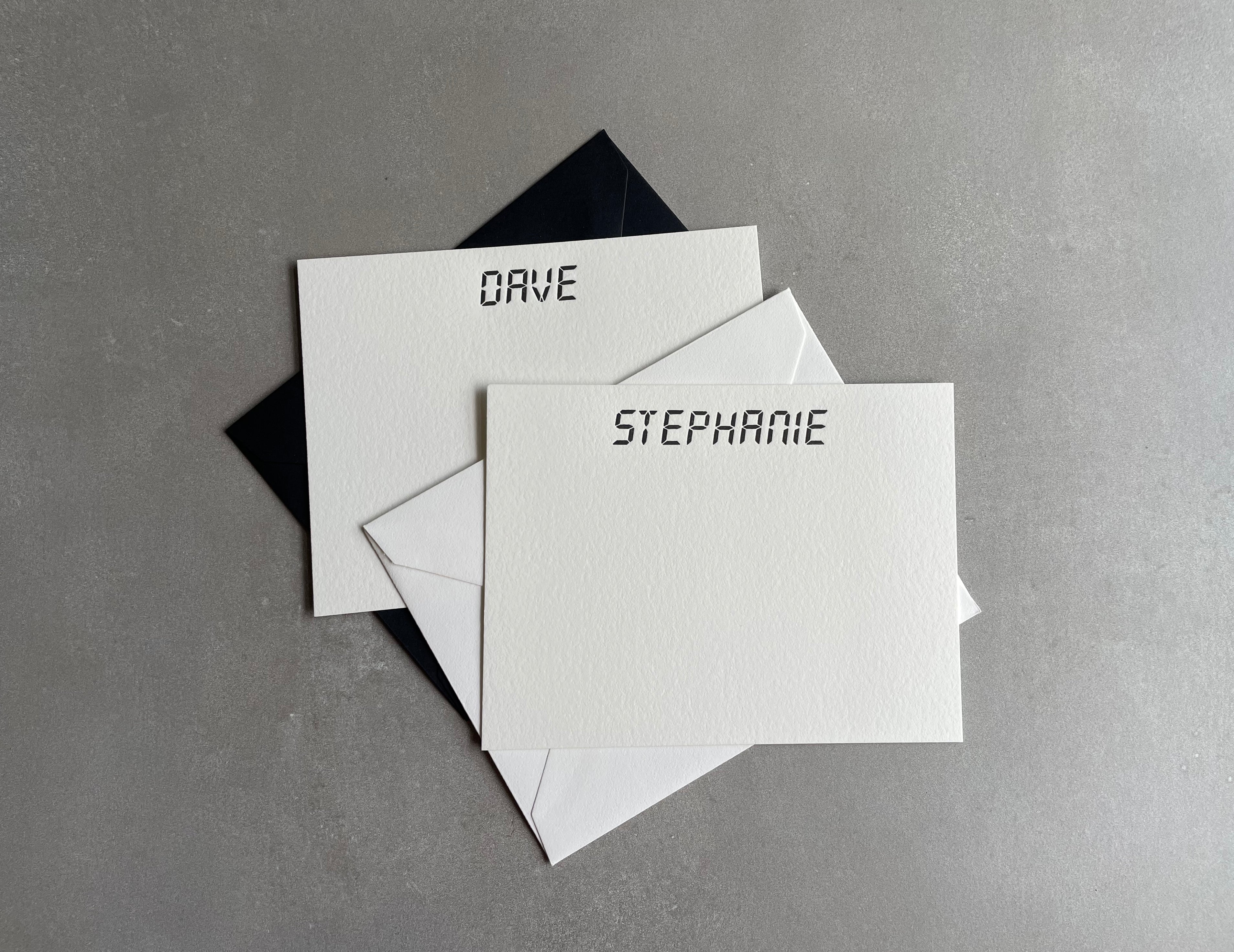 Digital: Custom Name Letterpress Stationery. Personalized Notecards with Envelopes. - Hearty Greetings