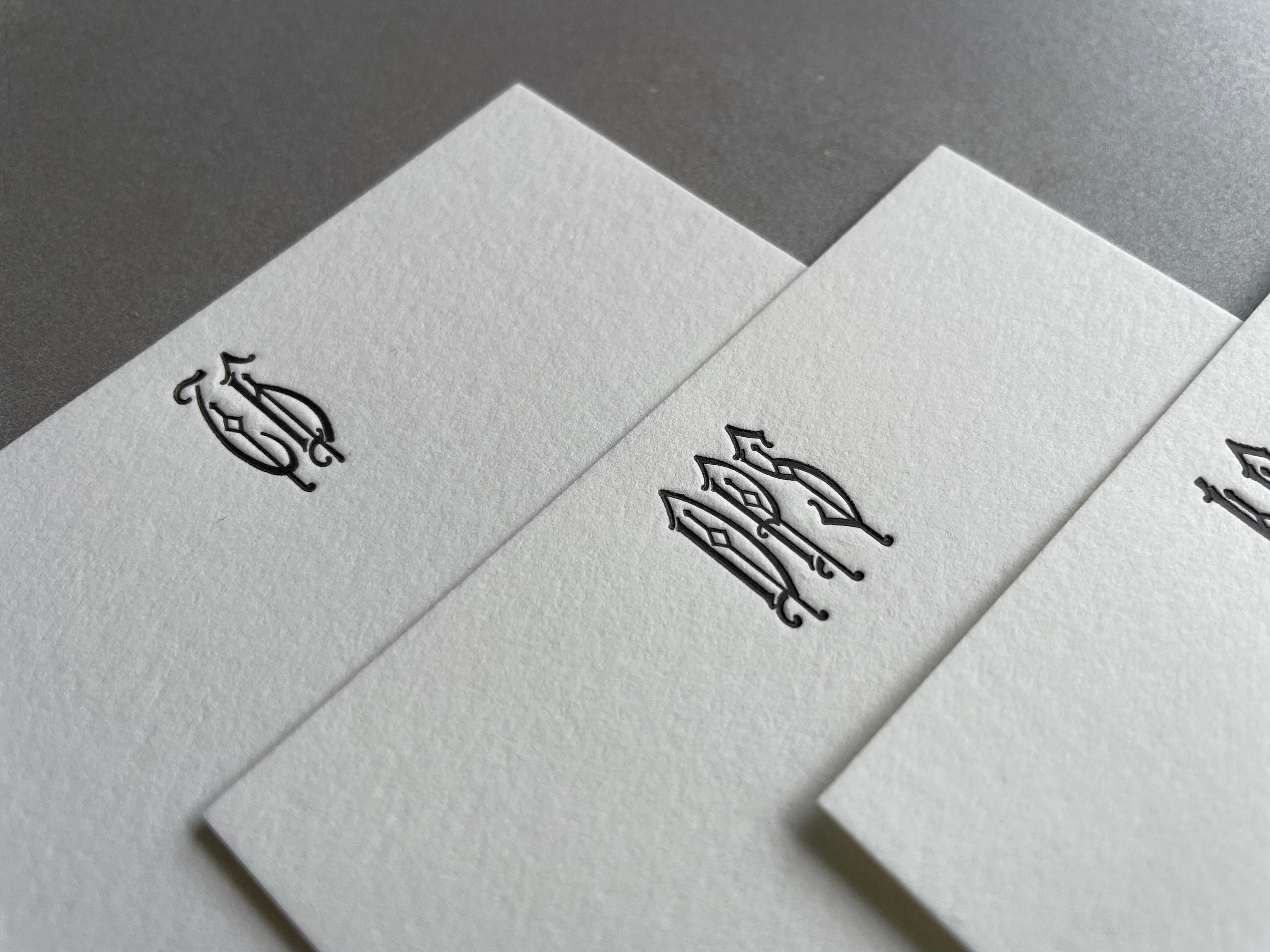 Elegante Monogram: Custom Initial Letterpress Stationery. Personalized Notecards with Envelopes. - Hearty Greetings