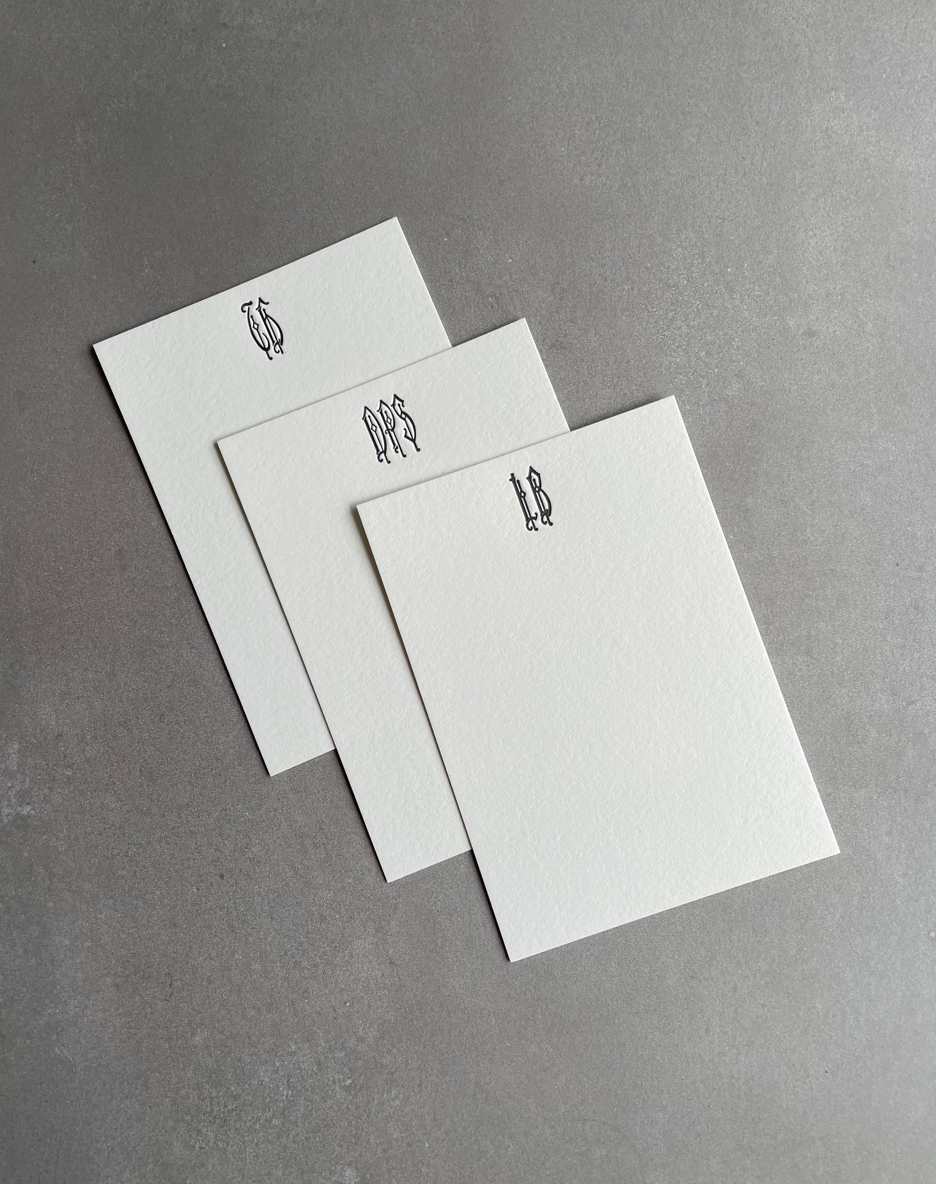 Elegante Monogram: Custom Initial Letterpress Stationery. Personalized Notecards with Envelopes. - Hearty Greetings