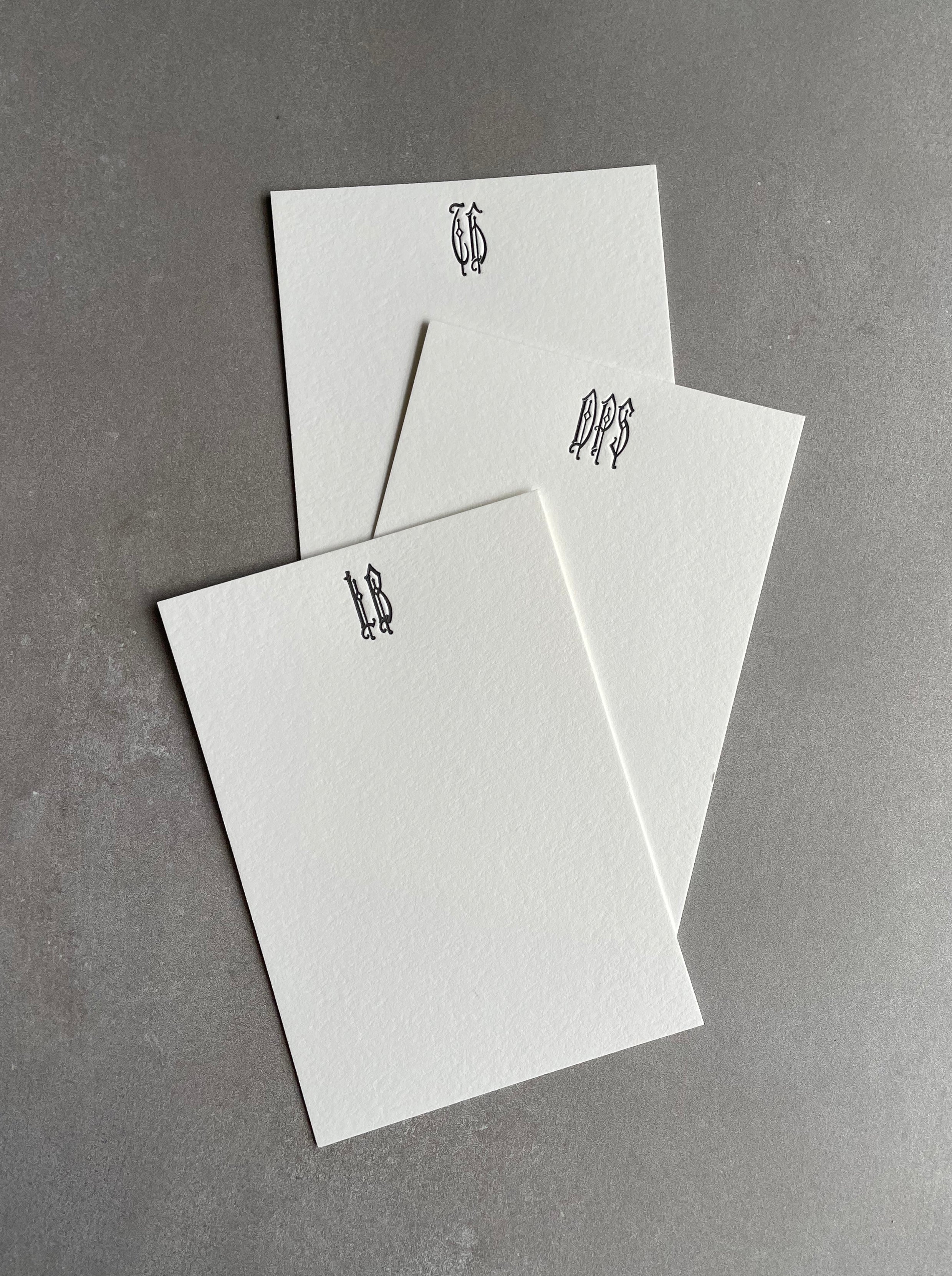 Elegante Monogram: Custom Initial Letterpress Stationery. Personalized Notecards with Envelopes. - Hearty Greetings