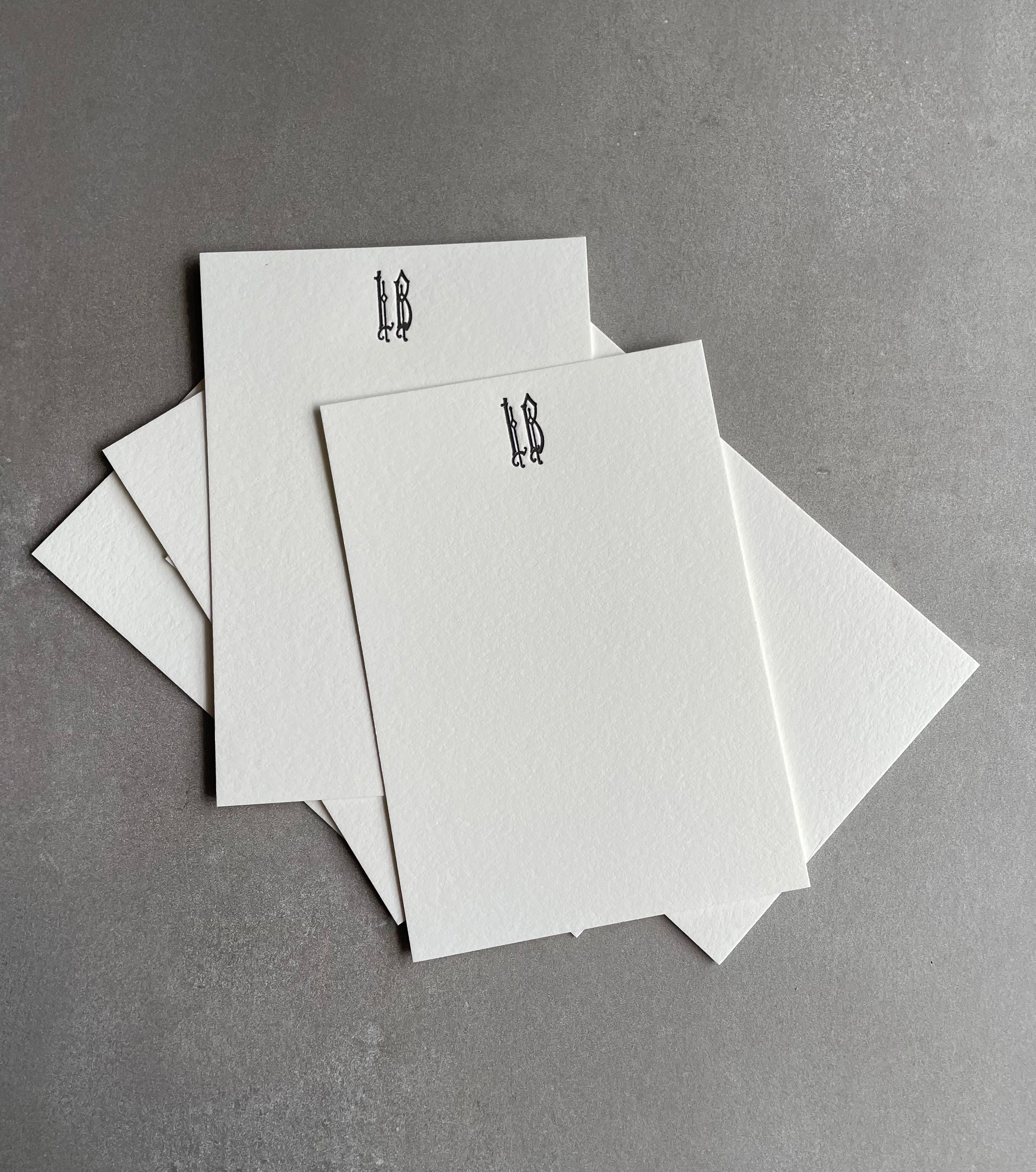 Elegante Monogram: Custom Initial Letterpress Stationery. Personalized Notecards with Envelopes. - Hearty Greetings