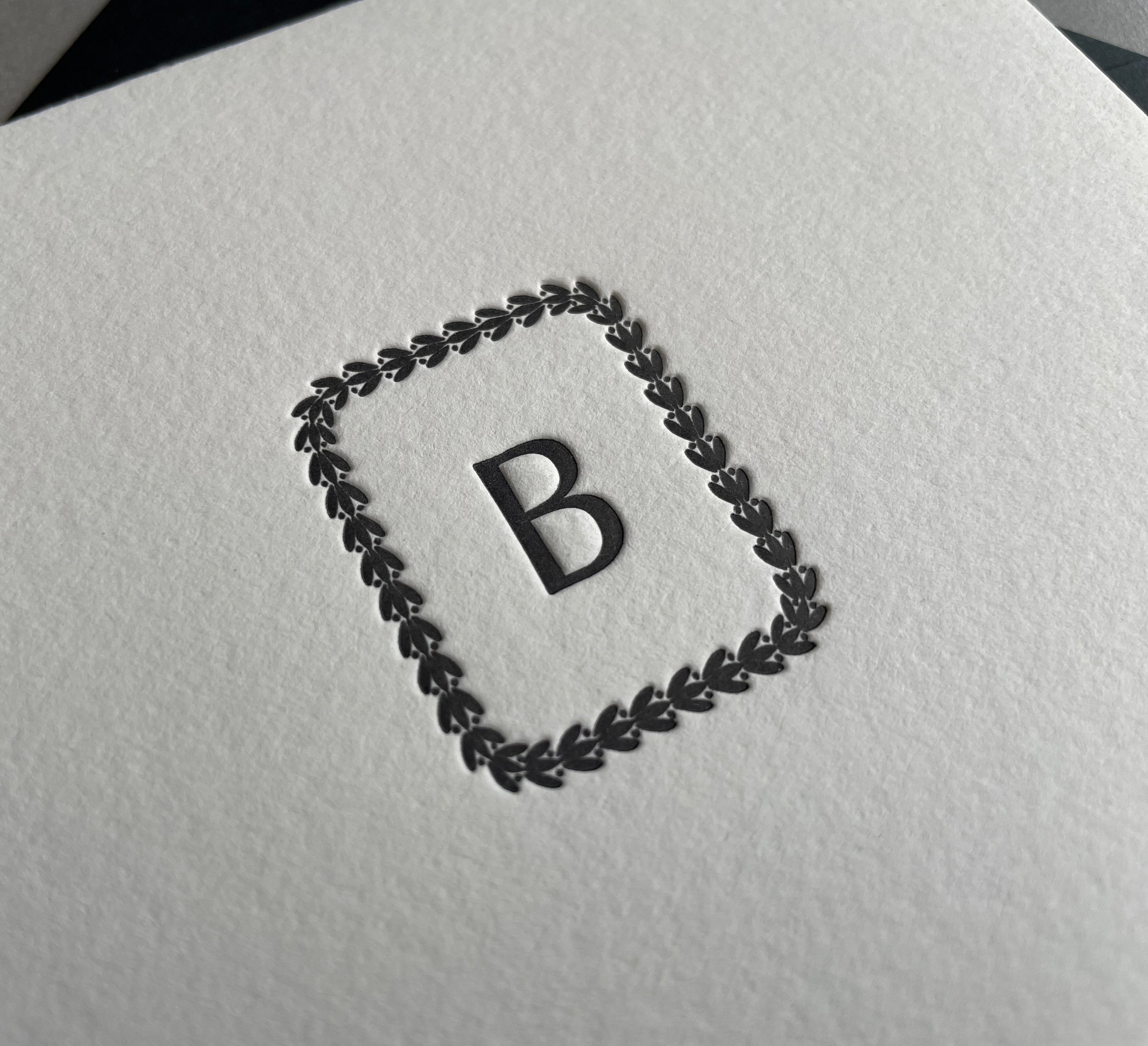 Leaf Letter: Custom Initial Letterpress Stationery. Personalized Notecards with Envelopes. - Hearty Greetings