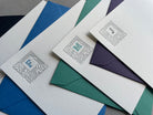 Lovely Leaf: 2-Color, Custom Initial Letterpress Stationery. Personalized Notecards with Envelopes. - Hearty Greetings