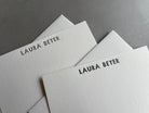 Shadow: Custom Name Letterpress Stationery. Personalized Notecards with Envelopes. - Hearty Greetings