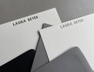 Shadow: Custom Name Letterpress Stationery. Personalized Notecards with Envelopes. - Hearty Greetings