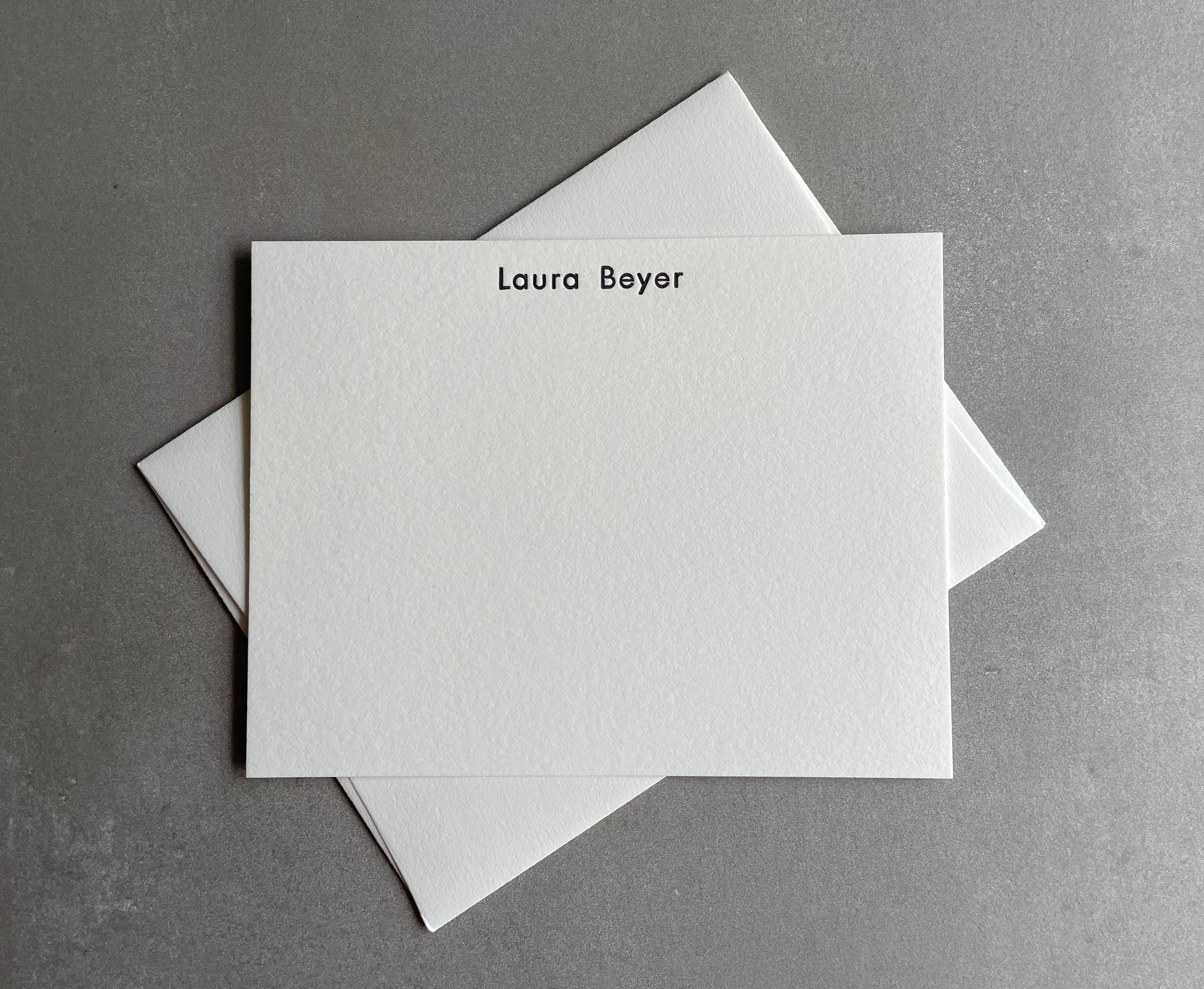 Spartan Book: Custom Name Letterpress Stationery. Personalized Notecards with Envelopes. - Hearty Greetings