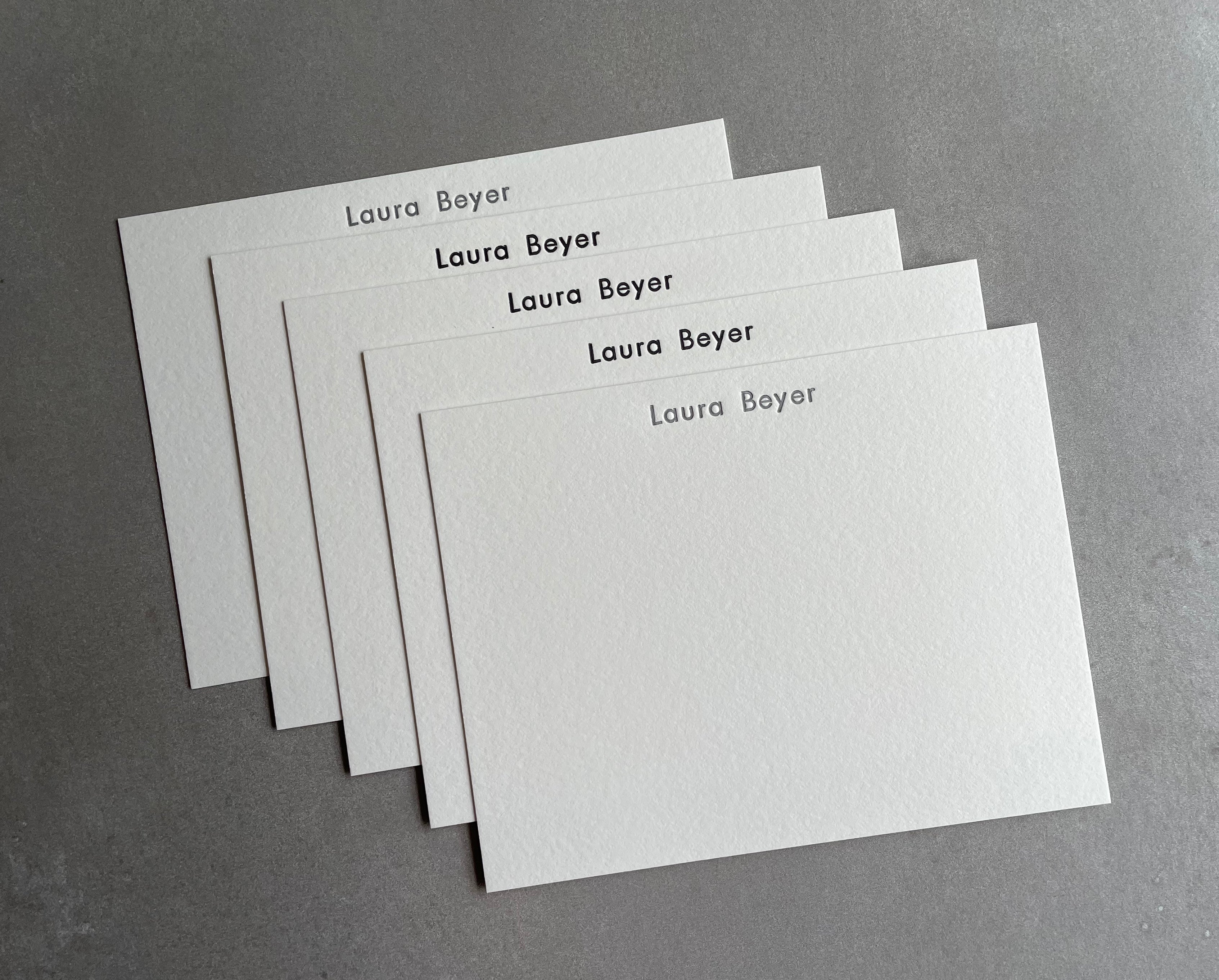 Spartan Book: Custom Name Letterpress Stationery. Personalized Notecards with Envelopes. - Hearty Greetings