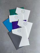 Simple Circle: 2 Color, Custom Initial Letterpress Stationery. Personalized Notecards with Envelopes. - Hearty Greetings