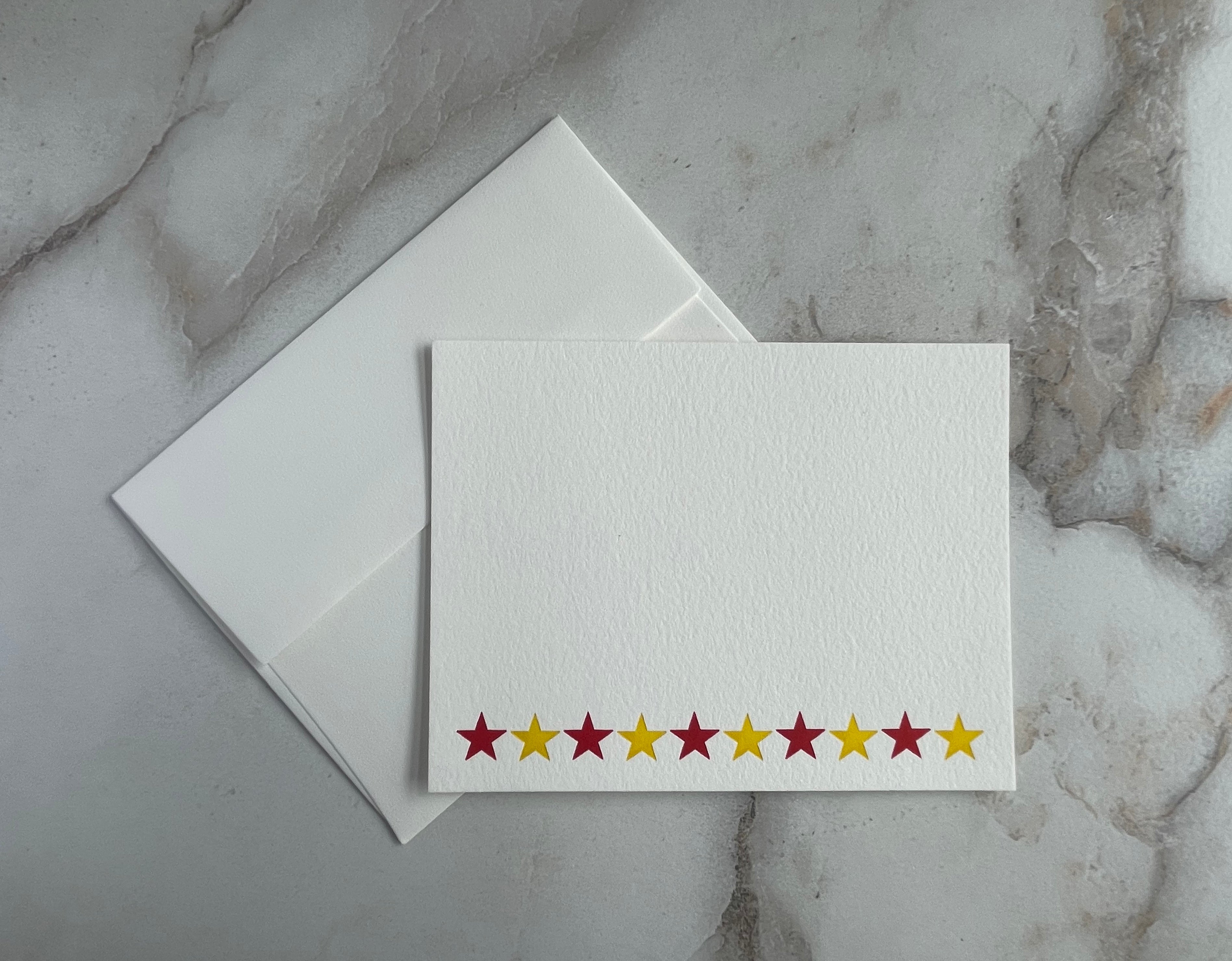 Set of 3, Handprinted Letterpress Notecard Set with Envelopes. - Hearty Greetings