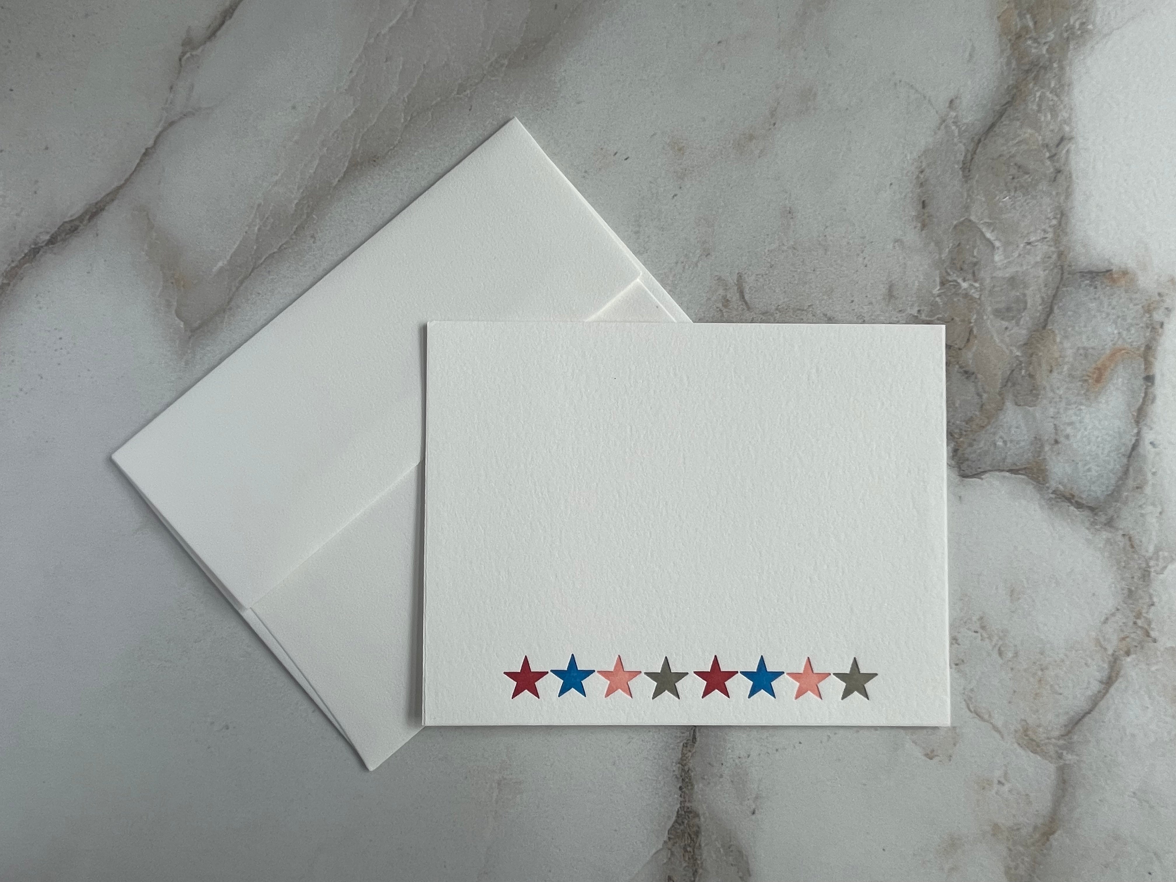 Set of 3, Handprinted Letterpress Notecard Set with Envelopes. - Hearty Greetings