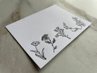 Set of 5, Floral Handprinted Letterpress Notecards with Matching Handprinted Envelopes. - Hearty Greetings