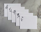 Set of 5, Floral Handprinted Letterpress Notecards with Printed Envelopes. - Hearty Greetings