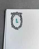 Feeling Rosey: Jewel Tone 2-Color, Custom Initial Letterpress Stationery. Personalized Notecards with Envelopes. - Hearty Greetings