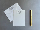 Simple Circle: Custom Initial Letterpress Stationery. Personalized Notecards with Envelopes - Hearty Greetings