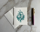 Set of 10, Flower Bouquet Letterpress Folded Cards with Envelopes. Boxed card set. - Hearty Greetings