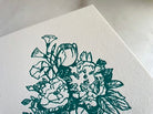 Set of 10, Flower Bouquet Letterpress Folded Cards with Envelopes. Boxed card set. - Hearty Greetings