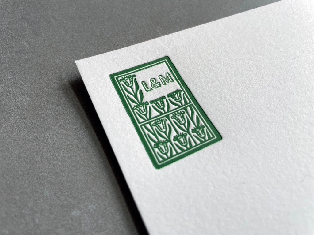 Art Deco: "You and Me" Custom Initial Letterpress Stationery. Personalized Notecards with Envelopes. - Hearty Greetings