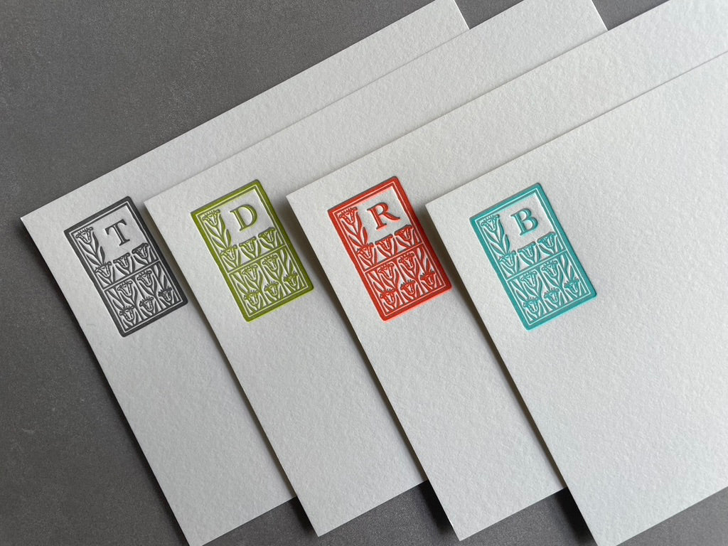 Art Deco: Custom Initial Letterpress Stationery. Personalized Notecards with Envelopes. - Hearty Greetings