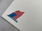 Set of 5, American Flag, Stars & Stripes cards. Handprinted Letterpress Notecard Set with Envelopes. - Hearty Greetings