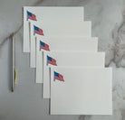 Set of 5, American Flag, Stars & Stripes cards. Handprinted Letterpress Notecard Set with Envelopes. - Hearty Greetings