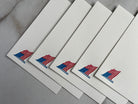 Set of 5, American Flag, Stars & Stripes cards. Handprinted Letterpress Notecard Set with Envelopes. - Hearty Greetings