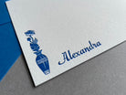 Fancy Flowerpot: Custom Name Letterpress Stationery. Personalized Notecards with Envelopes. - Hearty Greetings