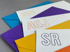 Statement Piece: Custom Initial Letterpress Stationery. Personalized Notecards with Envelopes. - Hearty Greetings