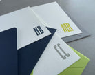 Cool Condensed: Custom Initial Letterpress Stationery. Personalized Notecards with Envelopes. - Hearty Greetings