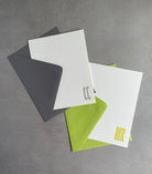 Cool Condensed: Custom Initial Letterpress Stationery. Personalized Notecards with Envelopes. - Hearty Greetings