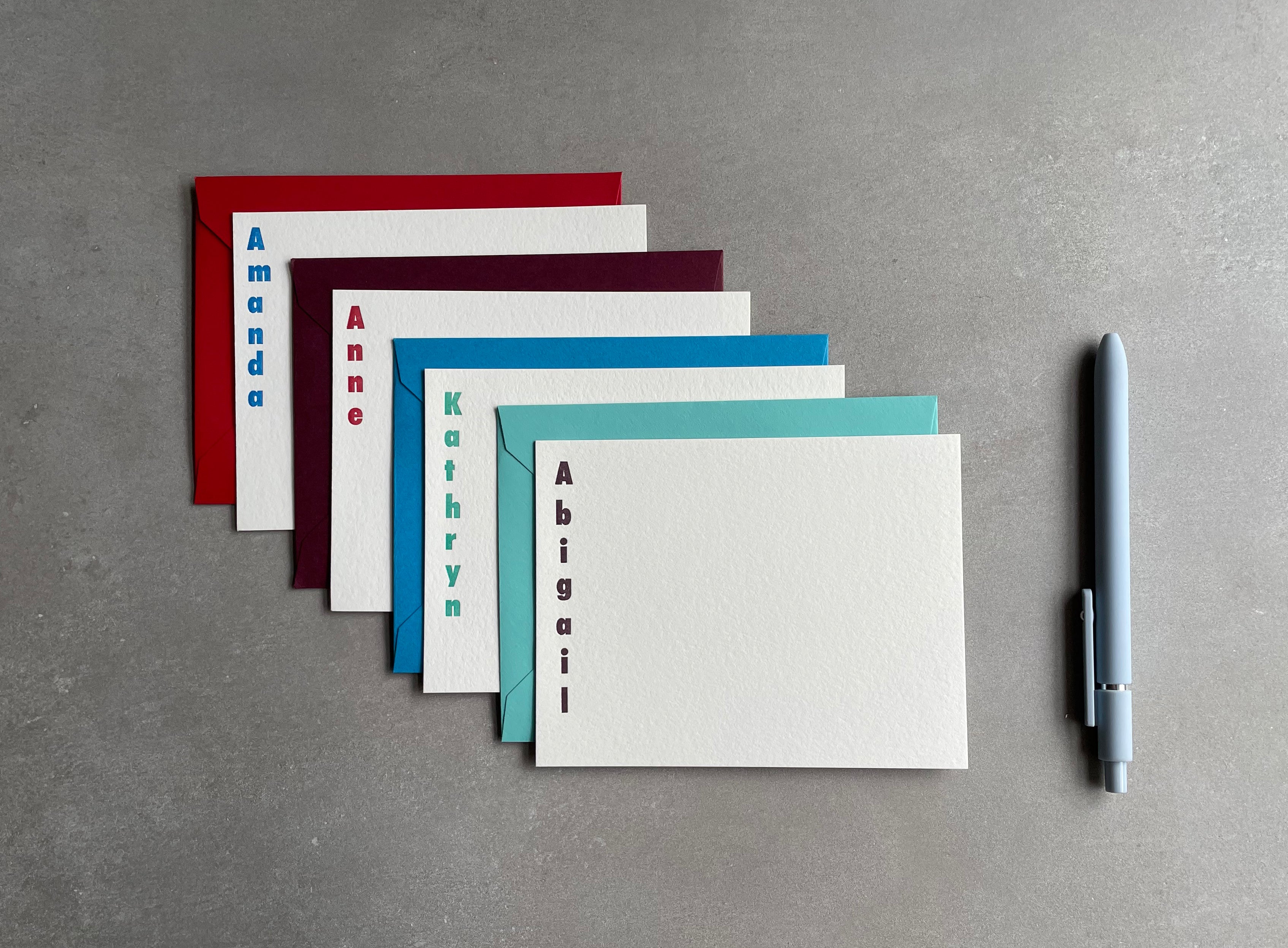 Tightrope: Custom Name Letterpress Stationery. Personalized Notecards with Envelopes. - Hearty Greetings