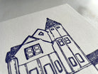 Letterpress Printed Victorian House, Folded Notecard with Envelope. - Hearty Greetings