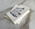 Letterpress Printed Victorian House, Folded Notecard with Envelope. - Hearty Greetings