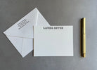 Cheltenham Outline: Custom Name Letterpress Stationery. Personalized Notecards with Envelopes. - Hearty Greetings