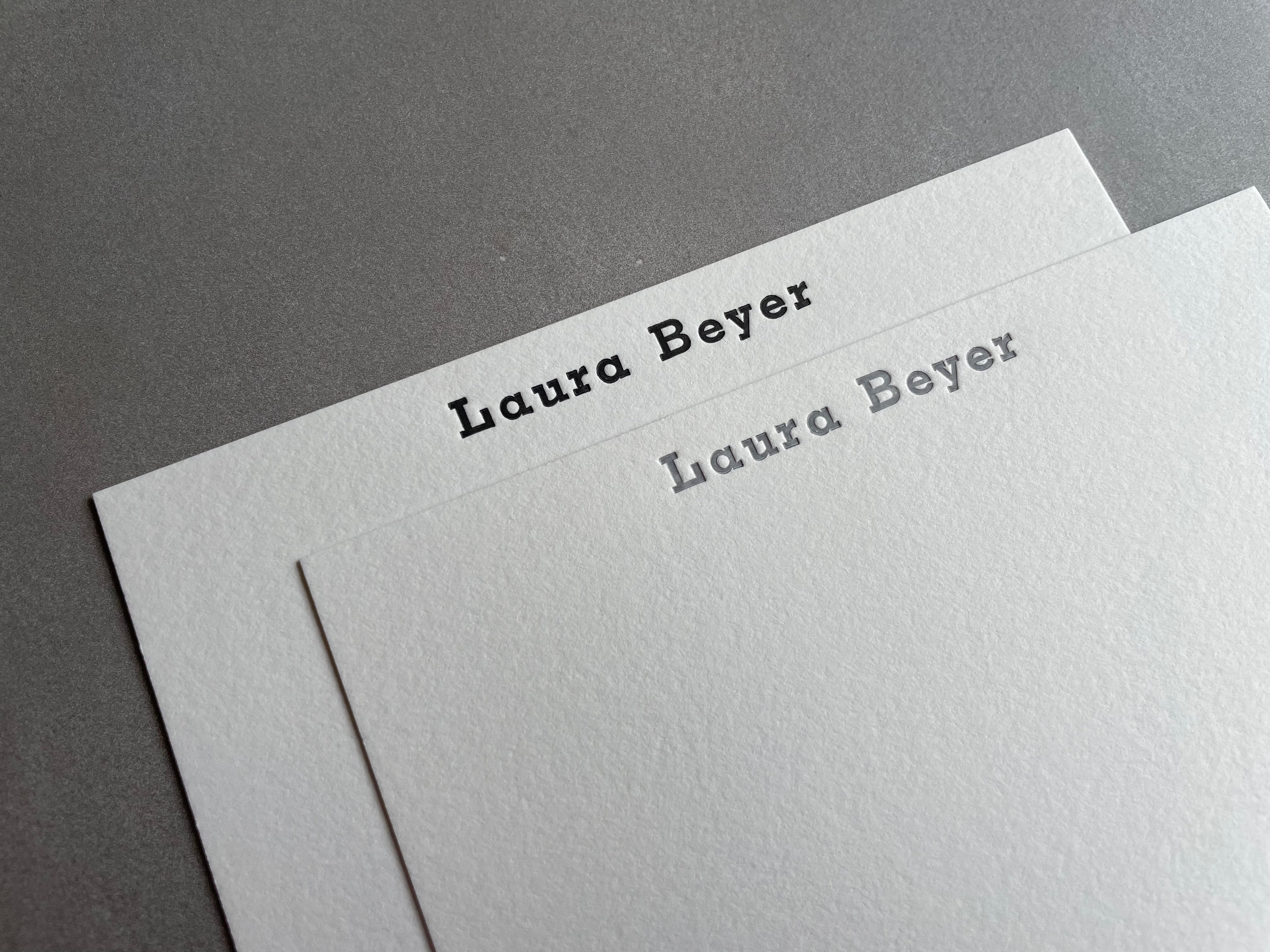 Typewriter: Custom Name Letterpress Stationery. Personalized Notecards with Envelopes. - Hearty Greetings