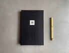 Custom Notebook, Hand bound Journal with Custom Initial. Black Hardcover, unique handmade book. - Hearty Greetings