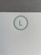 Simple Circle: Custom Initial Letterpress Stationery. Personalized Notecards with Envelopes. - Hearty Greetings