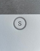 Simple Circle: Custom Initial Letterpress Stationery. Personalized Notecards with Envelopes - Hearty Greetings