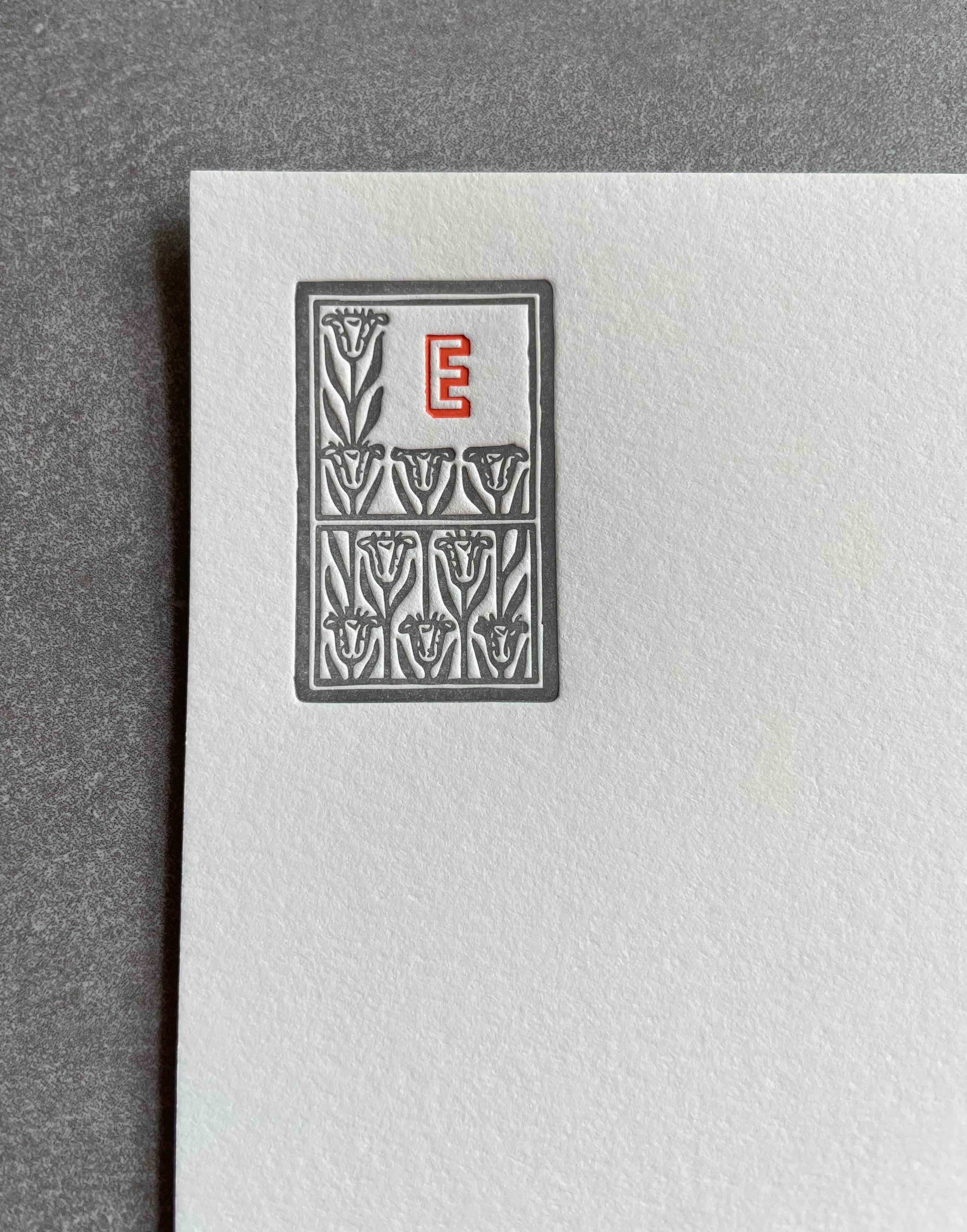 Art Deco: 2 Color, Custom Initial Letterpress Stationery. Personalized Notecards with Envelopes. - Hearty Greetings