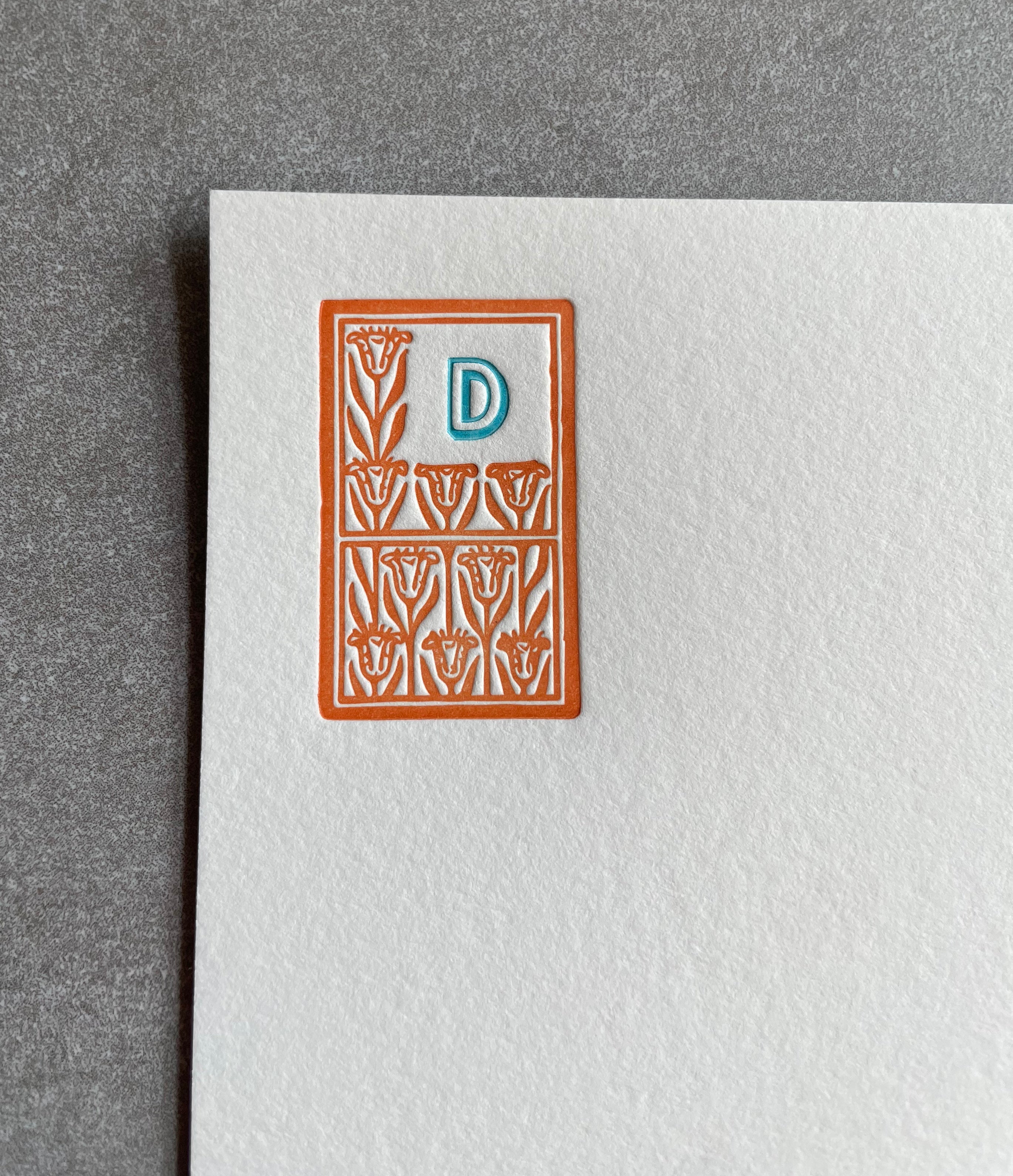 Art Deco: 2 Color, Custom Initial Letterpress Stationery. Personalized Notecards with Envelopes. - Hearty Greetings