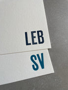 Cool Condensed: Custom Initial Letterpress Stationery. Personalized Notecards with Envelopes. - Hearty Greetings