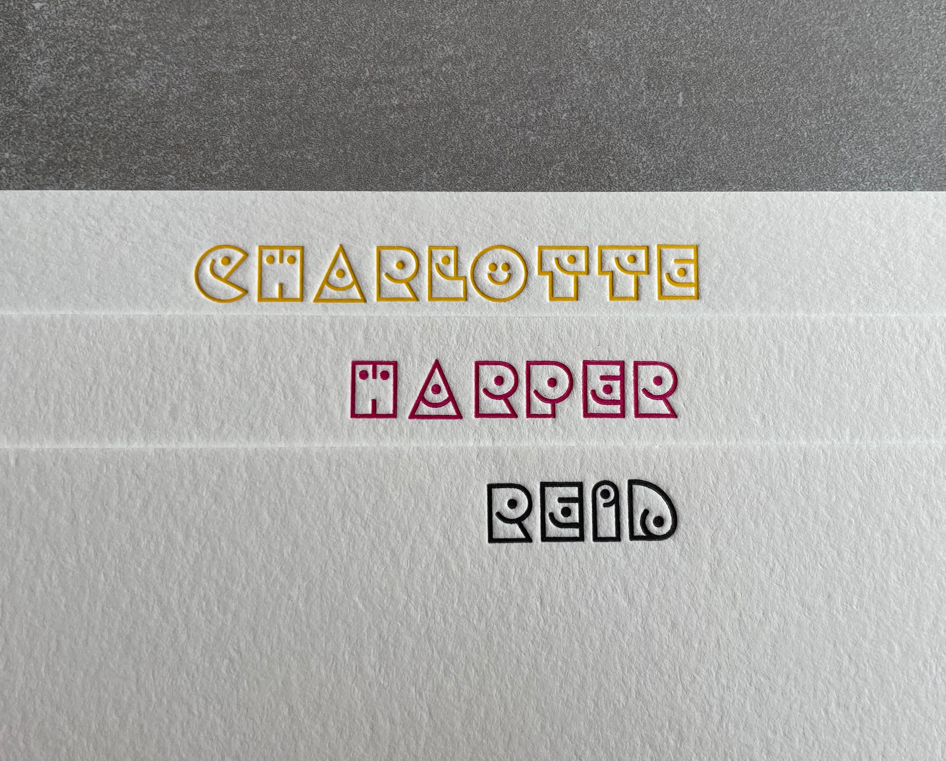 Smile! Custom Name Letterpress Stationery. Personalized Notecards with Envelopes. - Hearty Greetings