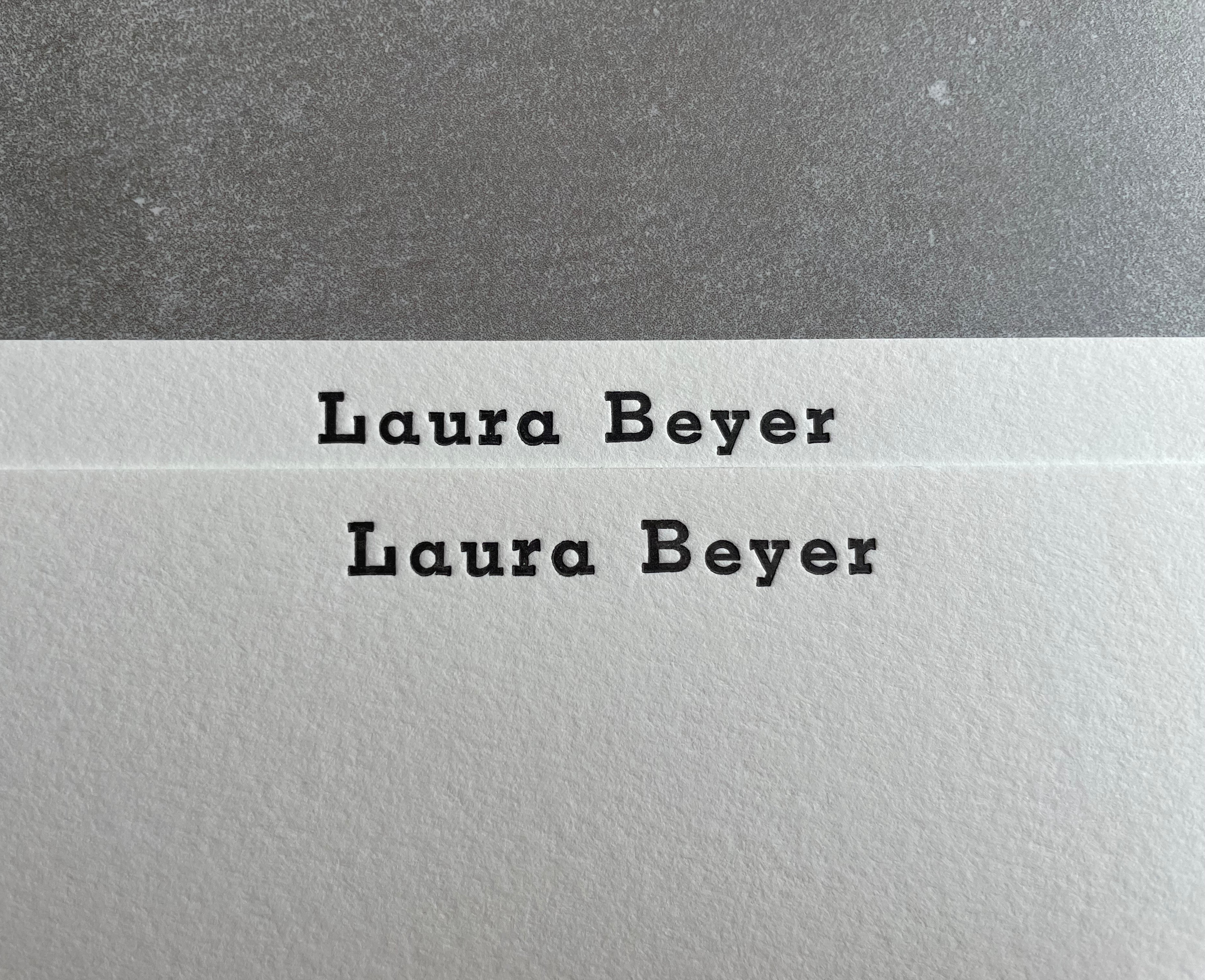 Typewriter: Custom Name Letterpress Stationery. Personalized Notecards with Envelopes. - Hearty Greetings