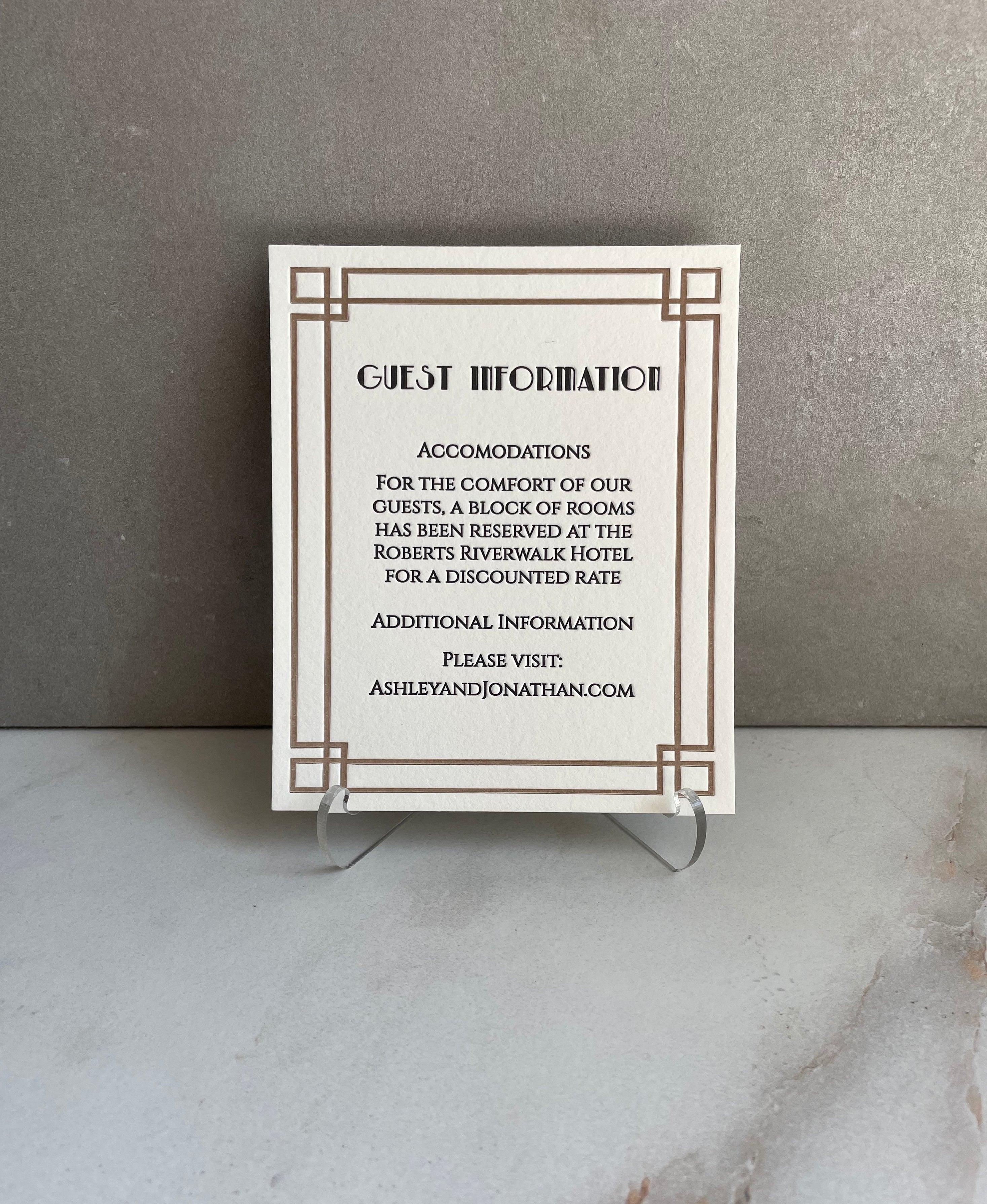 Art Deco Wedding Details Card