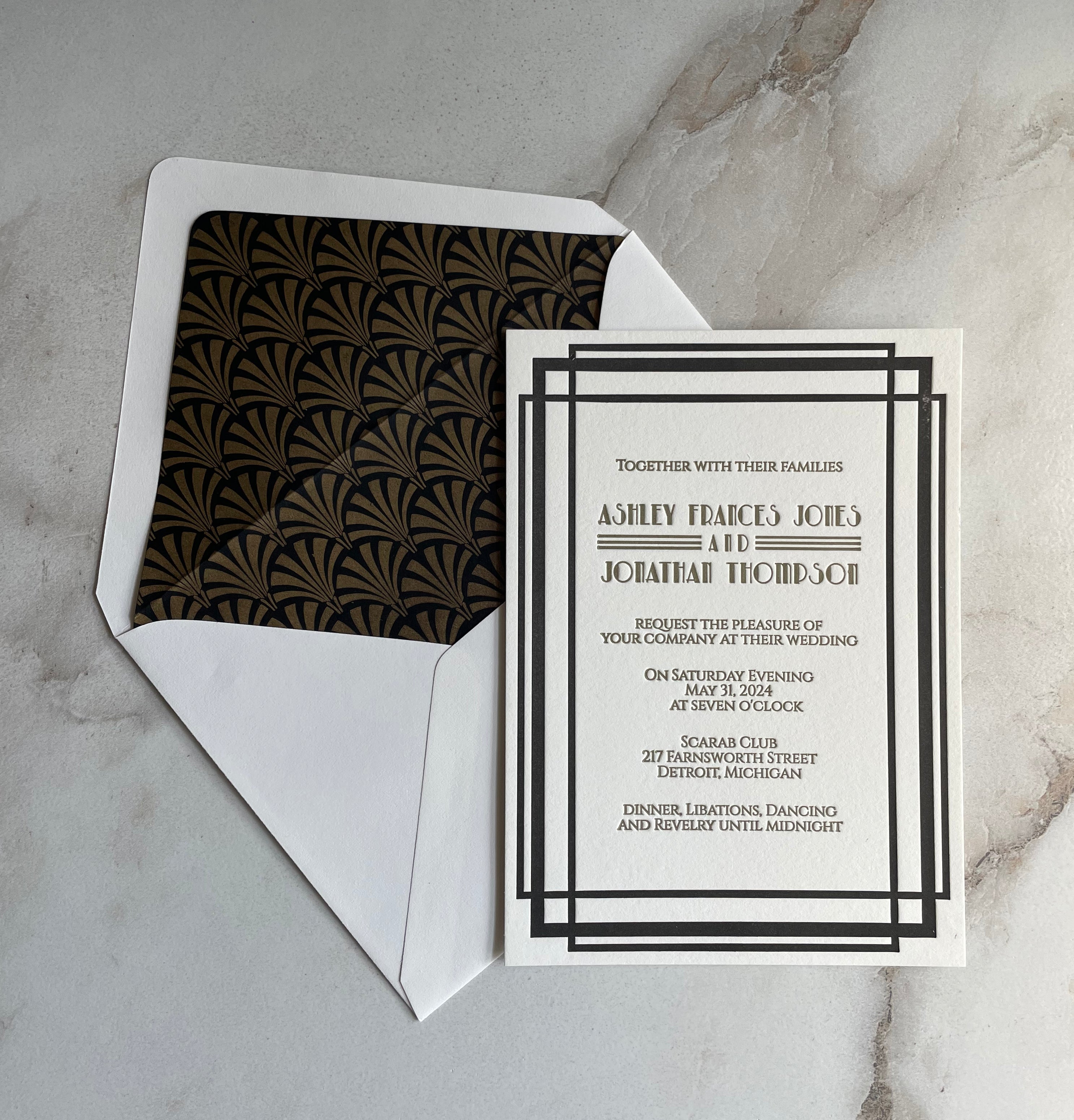 Art Deco Wedding Invitation - Hearty Greetings