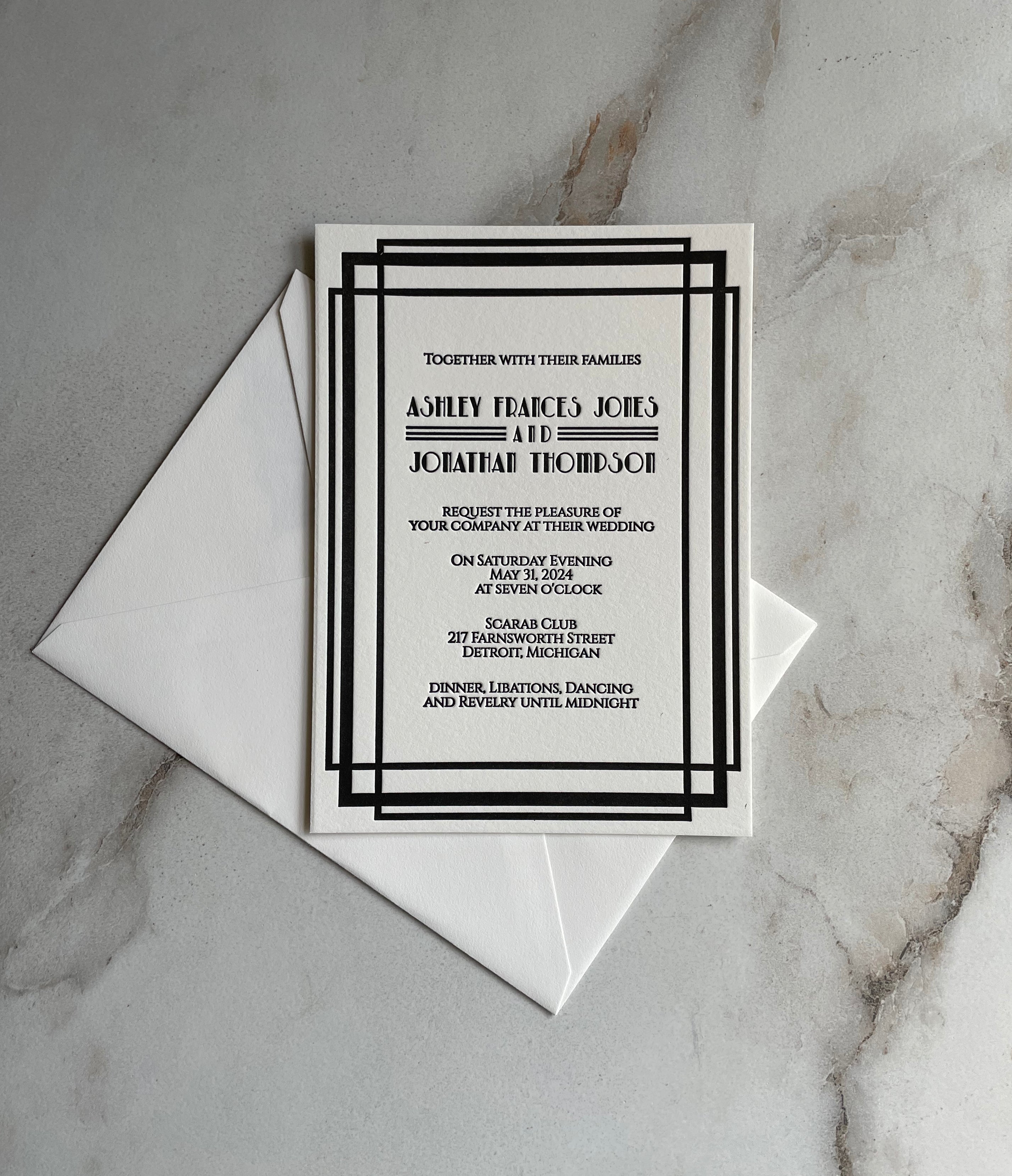 Art Deco Wedding Invitation - Hearty Greetings