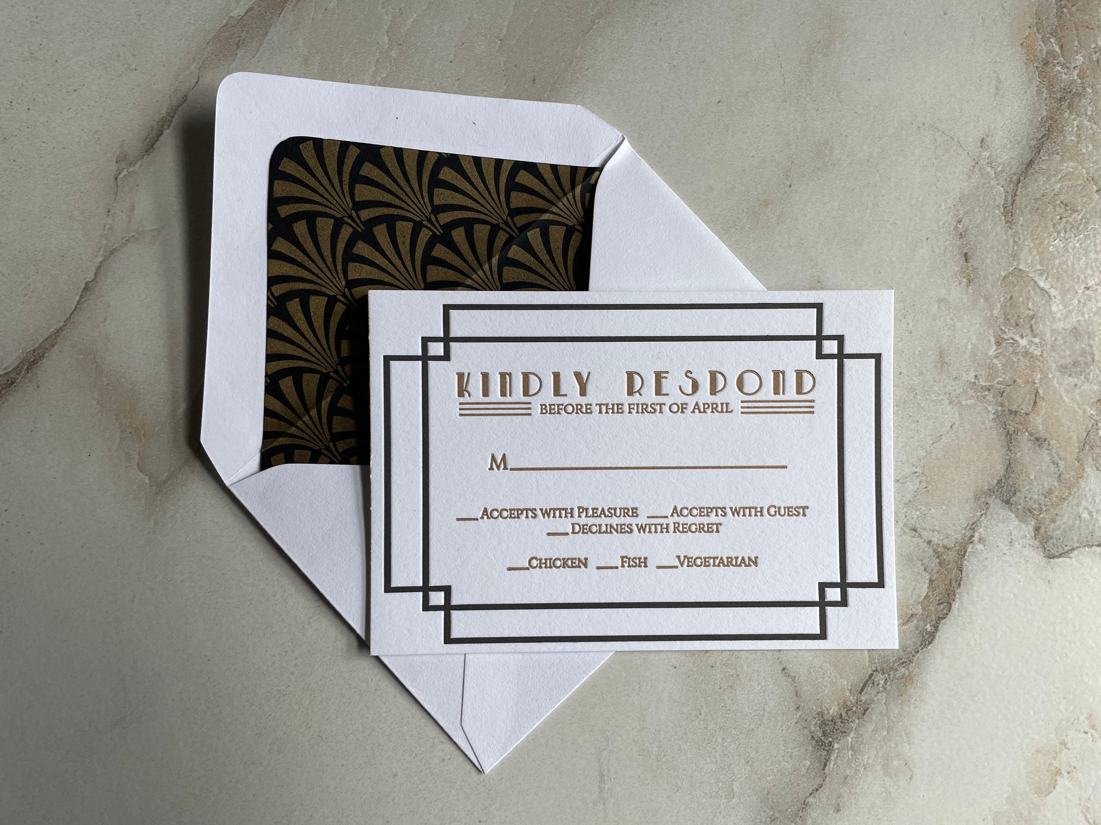Floral RSVP Letterpress - Peony Design Response Card