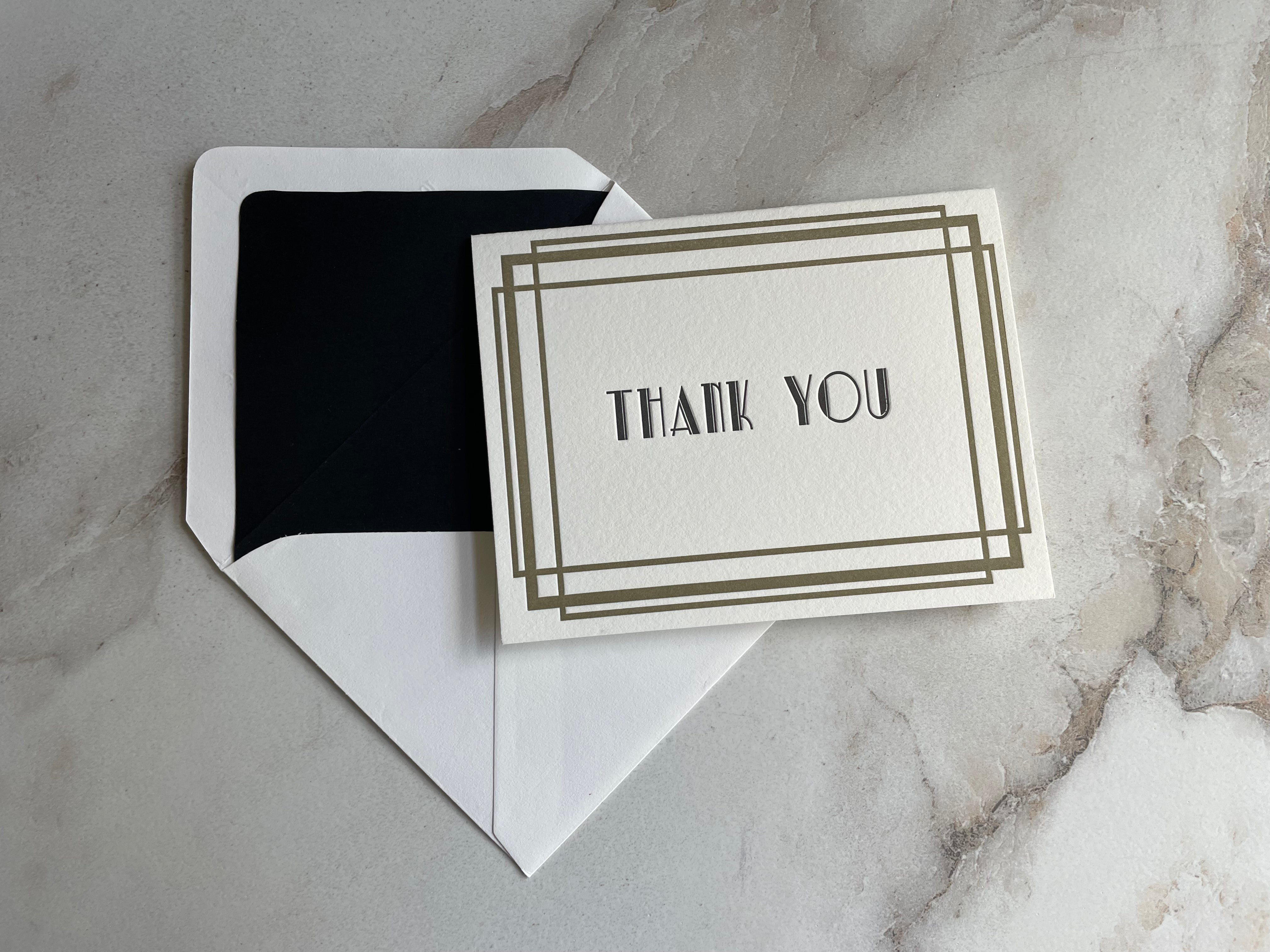 Art Deco Thank You Card - Hearty Greetings