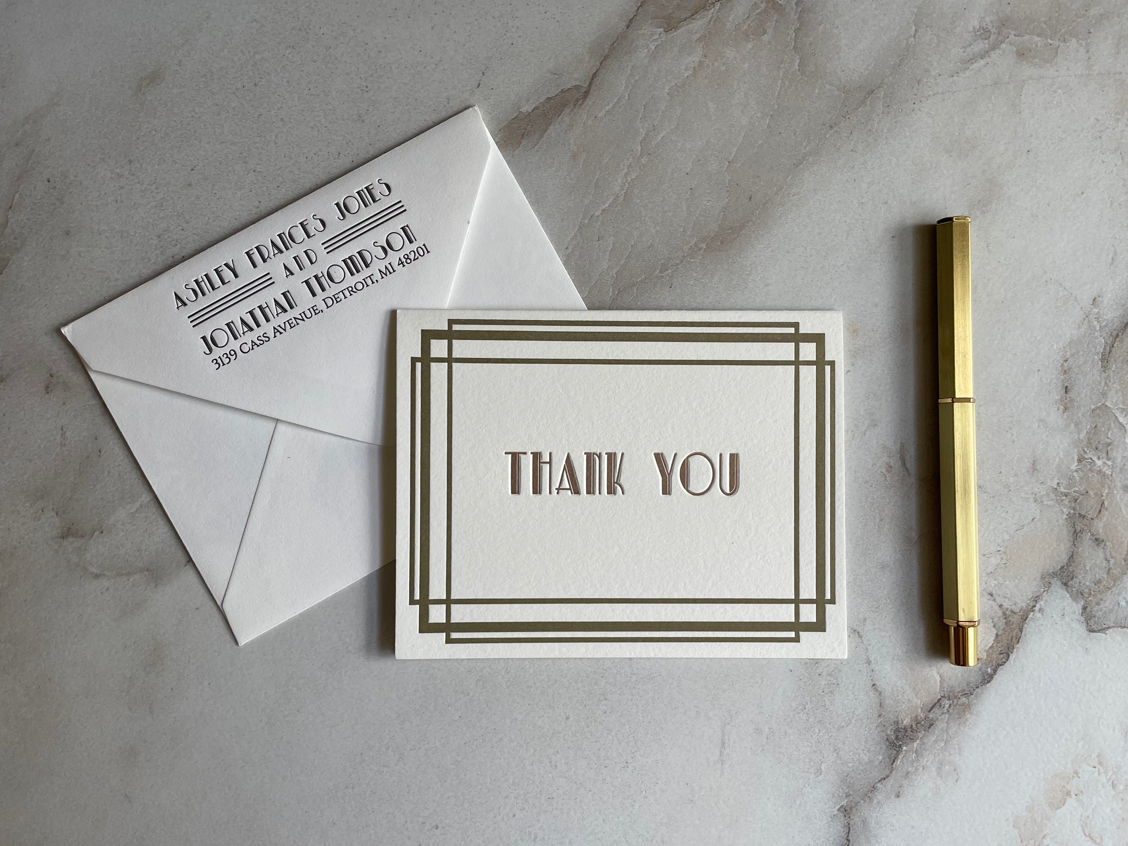 Art Deco Thank You Card - Elegant Thank You Card Set
