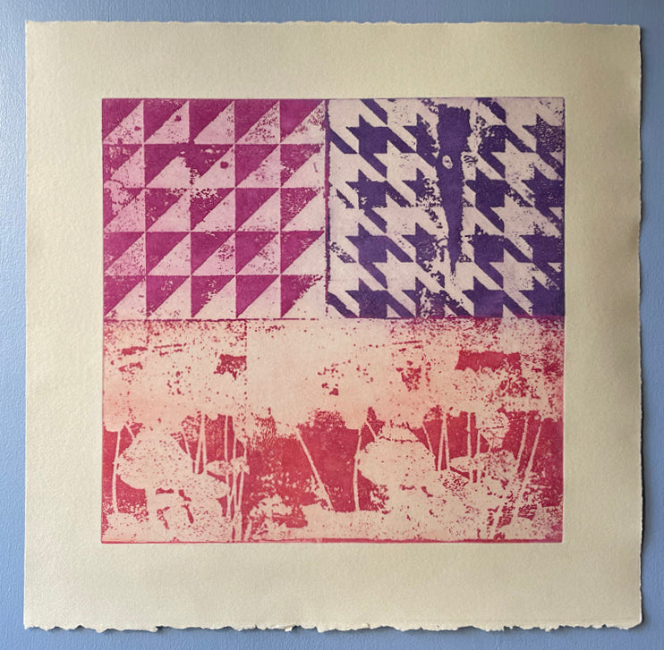 Blue Orange Wall Art - Circle Woodblock Prints