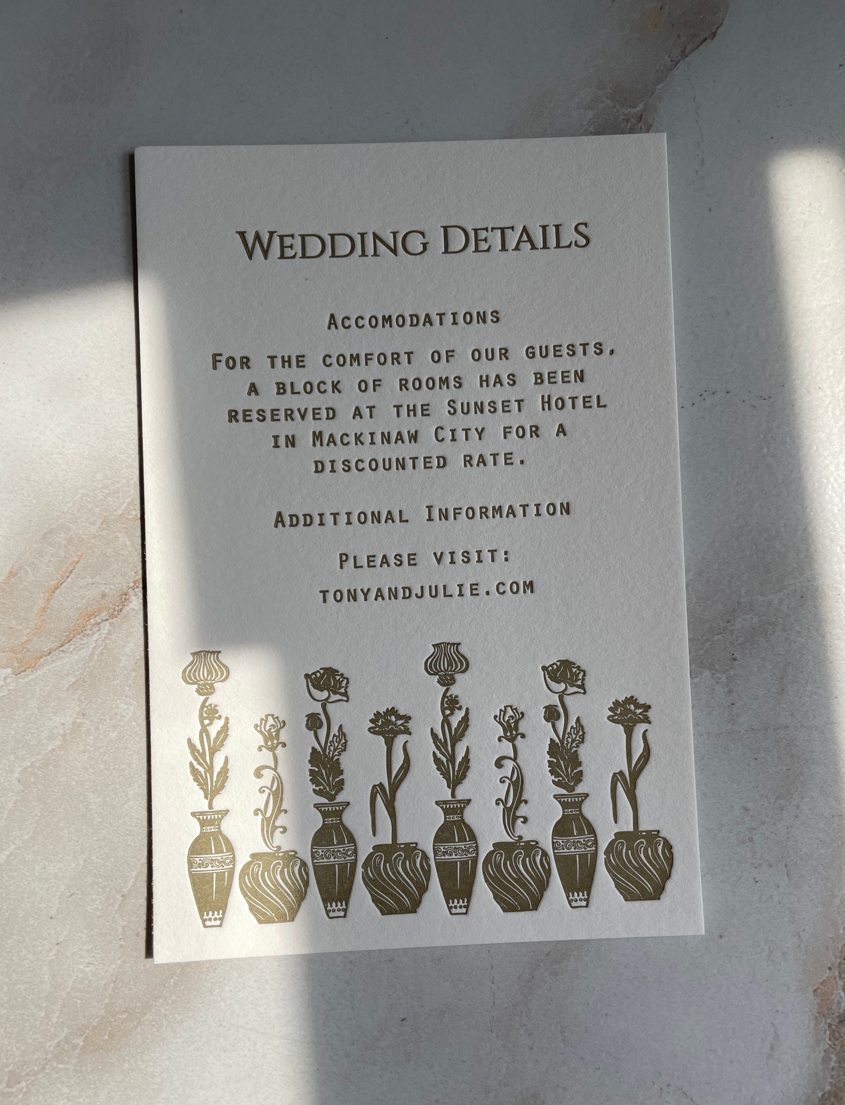 Floral Theme Information Insert